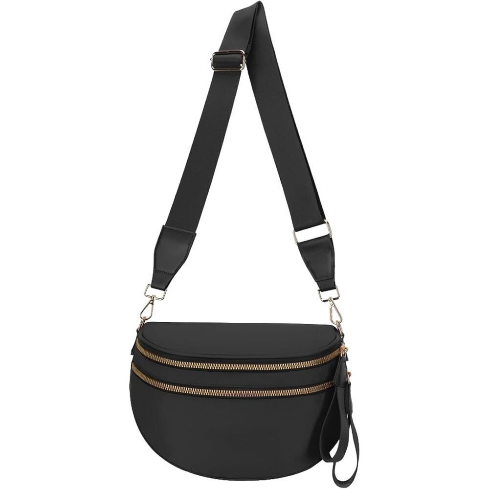 Checkered Crossbody Bag Nylon Large Fanny Pack Slim Pouch for Women
